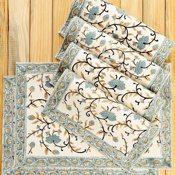 Silver Floral Placemats, Set of 6, India