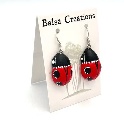 Ladybug Balsa Earrings, Nicaragua
