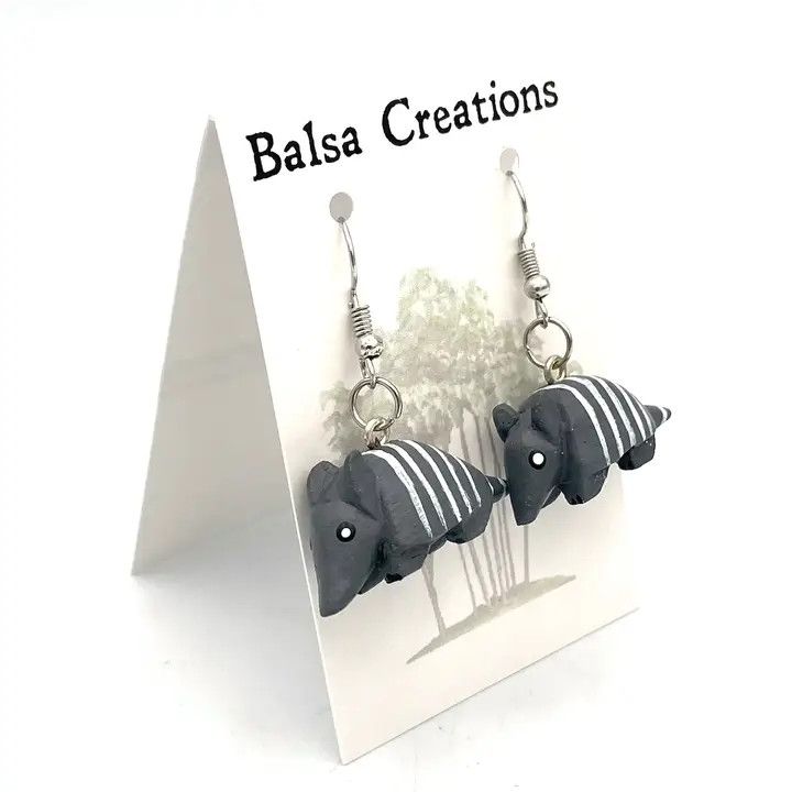 Armadillo Balsa Earrings, Nicaragua
