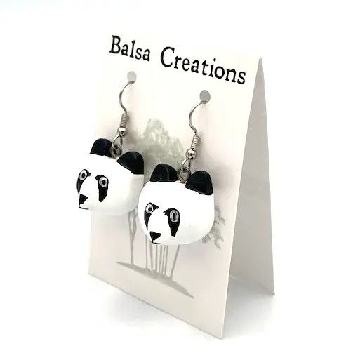 Panda Balsa Earrings, Nicaragua