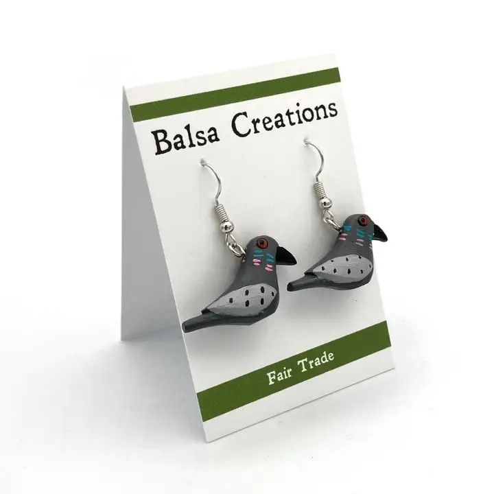 Pigeon Balsa Earrings, Nicaragua