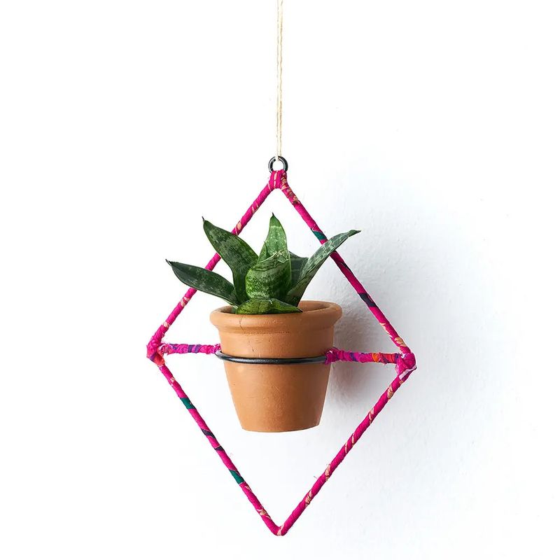 Element Diamond Hanging Planter with Terracotta Pot, India