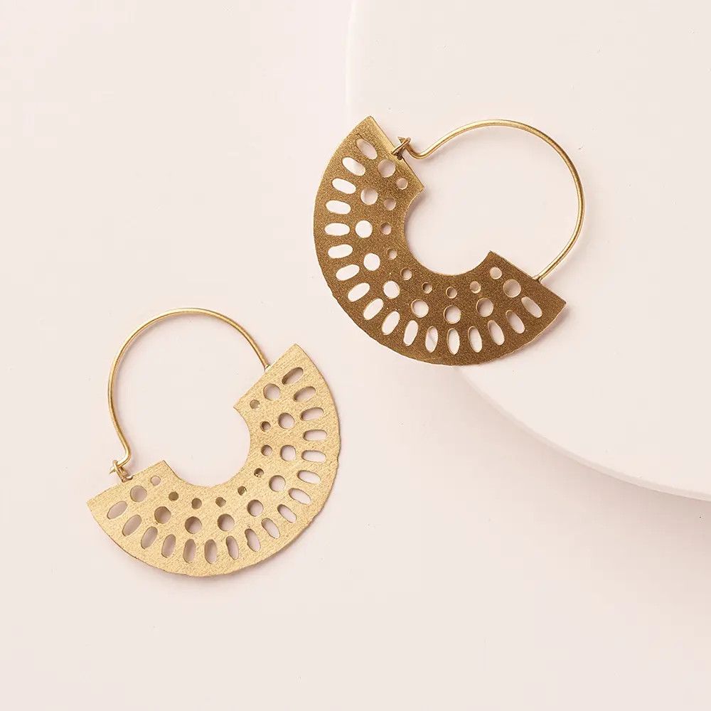 Abhaya Cutout Gold Hoop Earrings, India