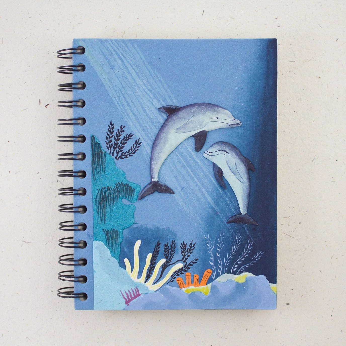 Large Notebook -Dolphins Pale Blue, Sri Lanka