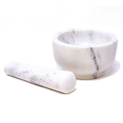 Handmade Marble Mortar and Pestle White, India