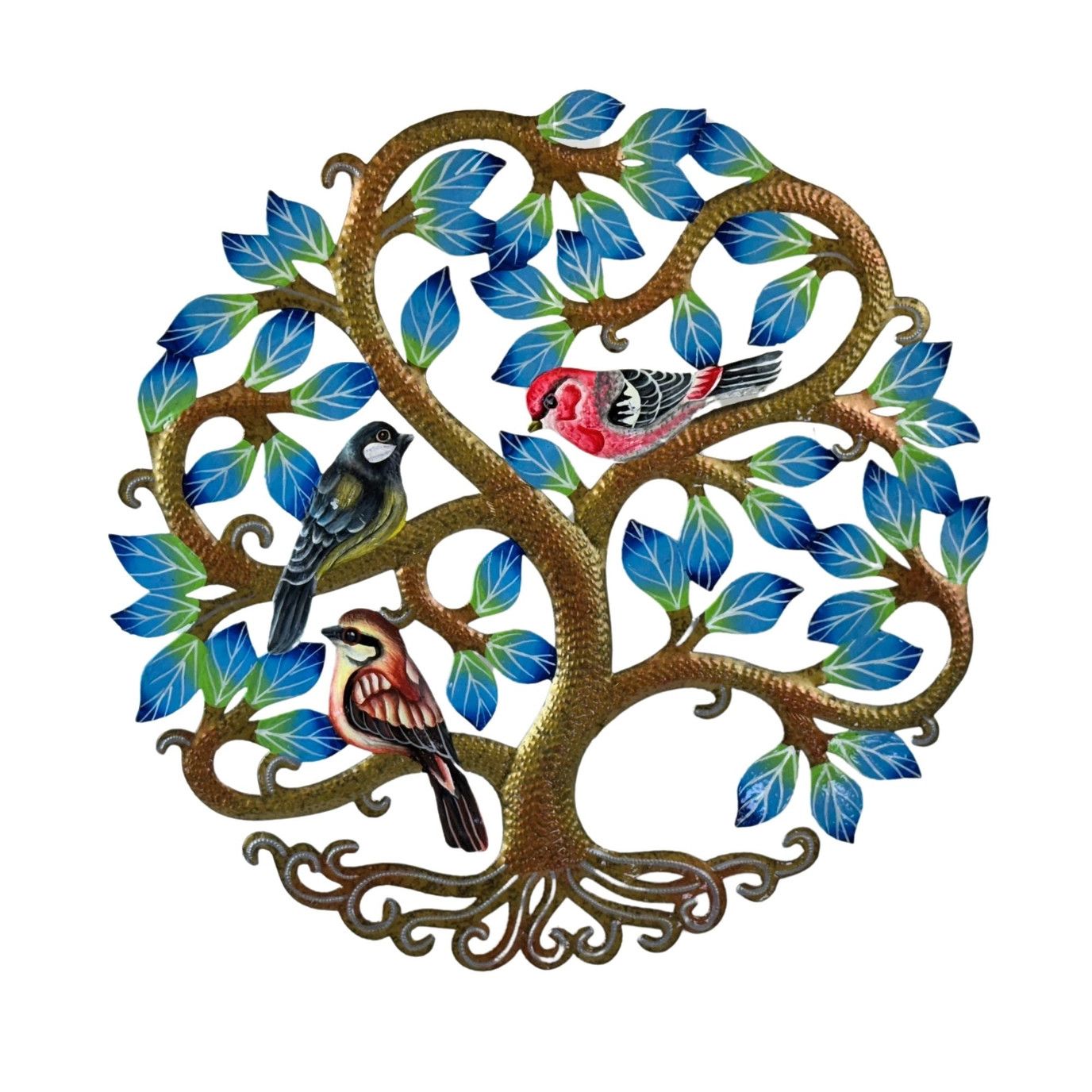 Tree of Life- Bursting Blue Birds steel Drum,