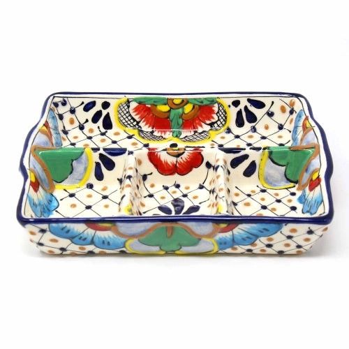 Encantada 9&quot; Serving Platter with Dots and Flower, Mexico