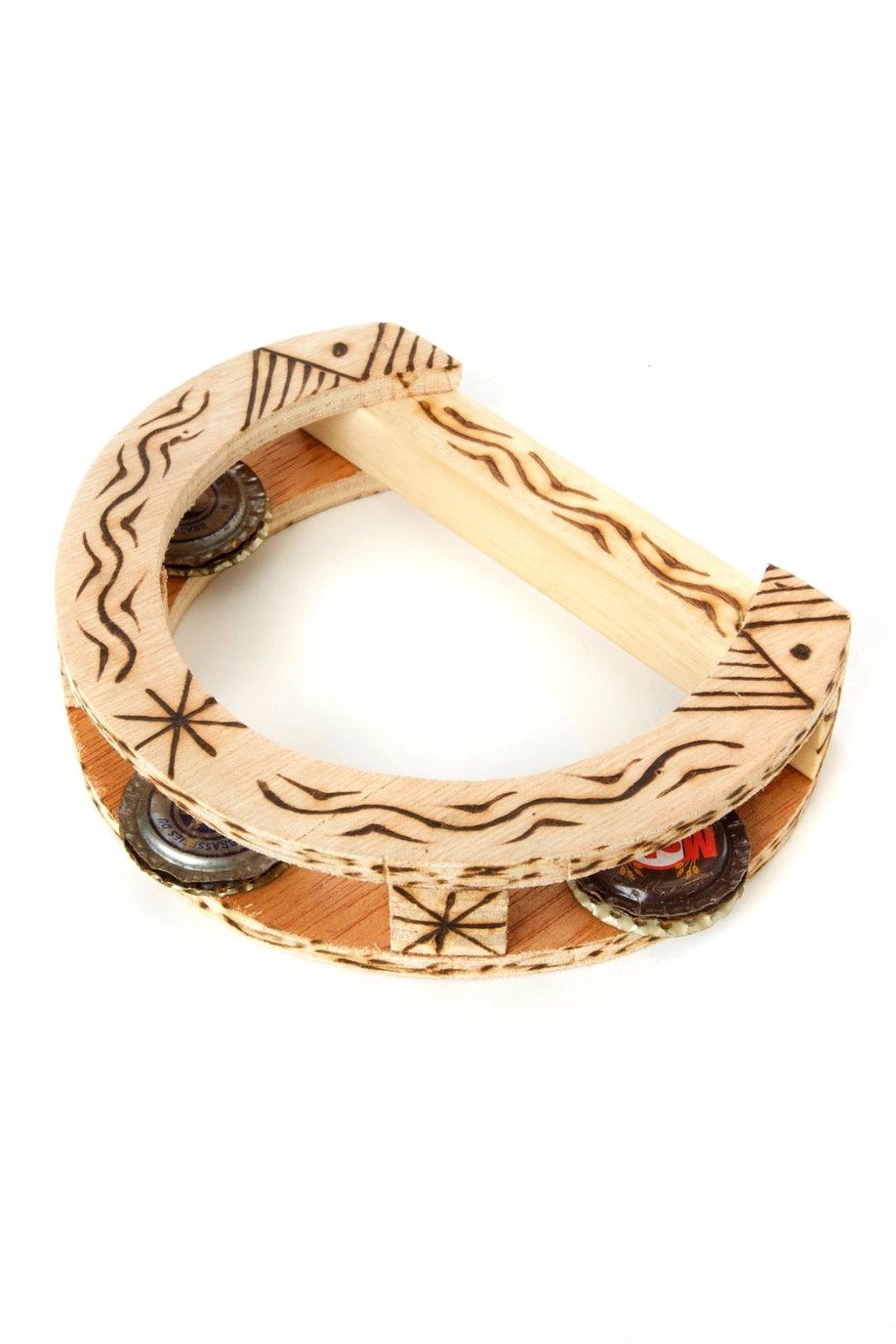 Balsa Wood And Bottle Cap Tambourine, Burkina Faso