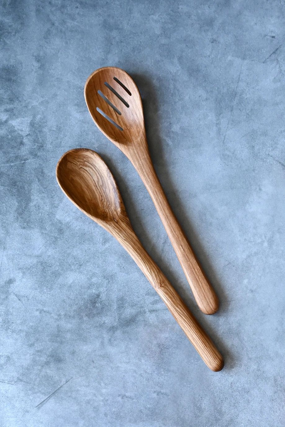 Olive Wood Slatted Salad Servers, Kenya