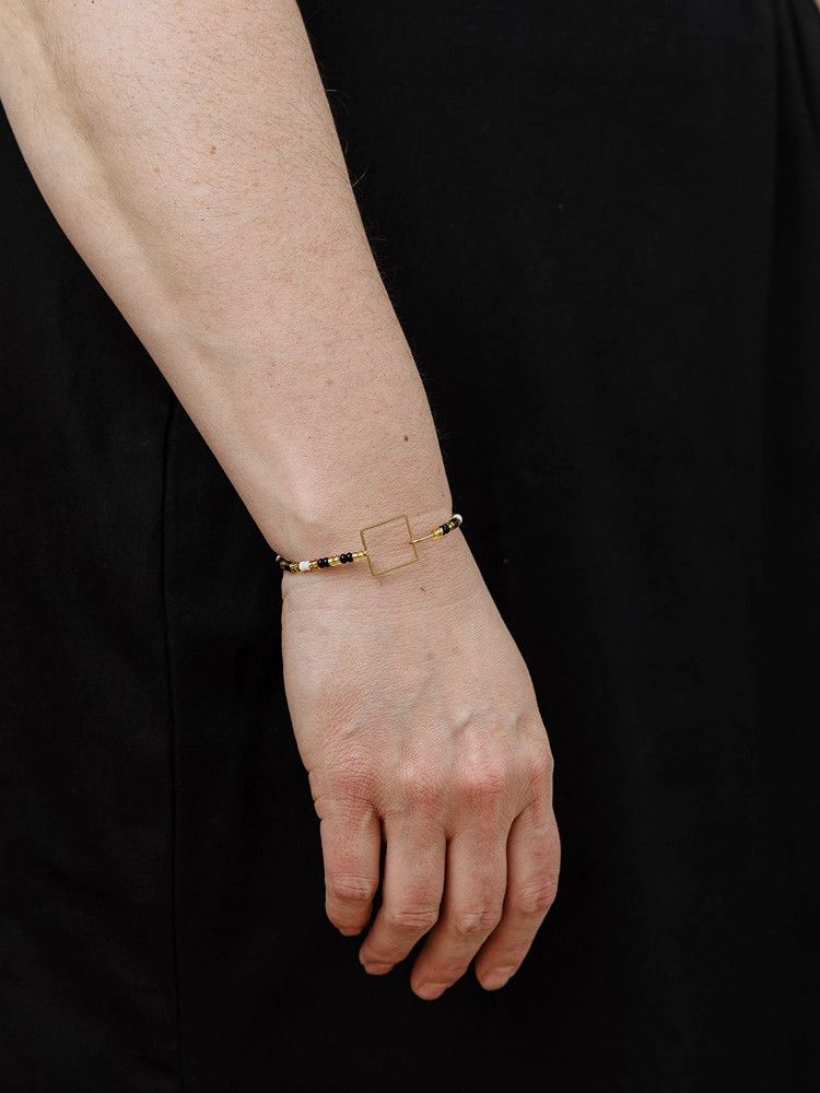 Foursided Beaded Bracelet Gold, India