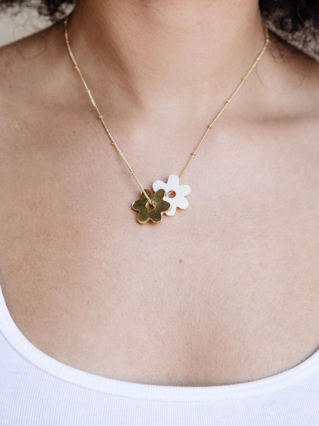 Layered Flower Necklace Gold, India