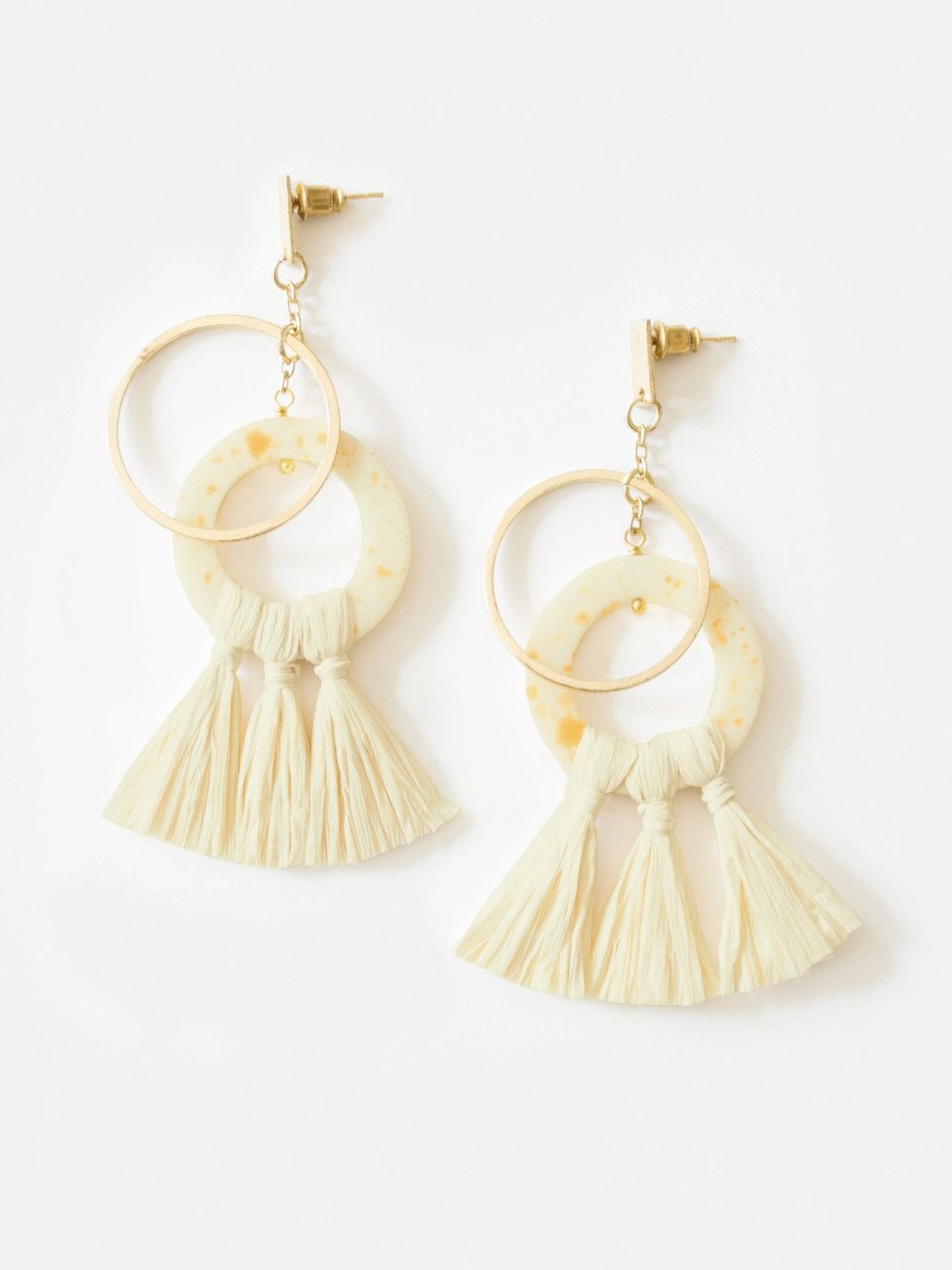 Popcorn Raffia Studs Yellow, India