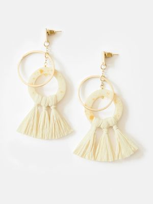 Popcorn Raffia Studs Yellow, India