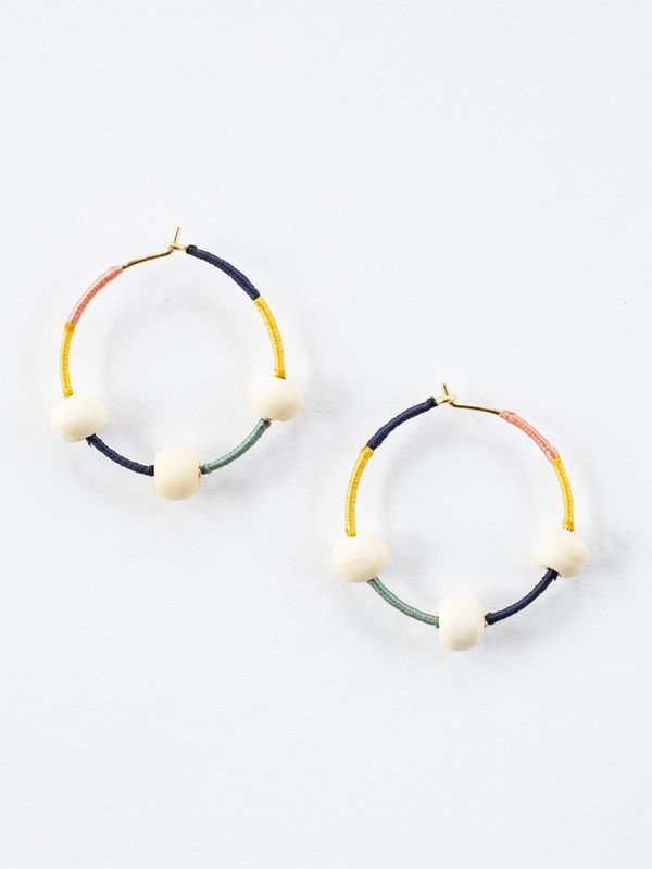 Threaded Hoop Earrings Multicolored, India