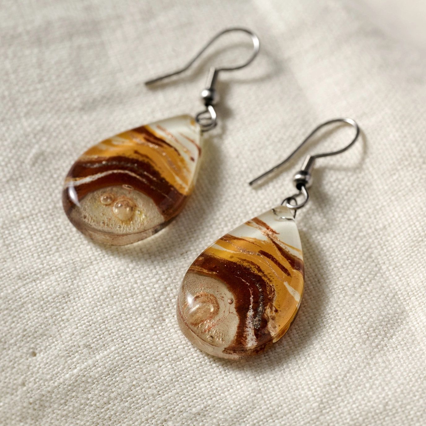 Aylen Fused Glass Teardrop Earrings, Chile