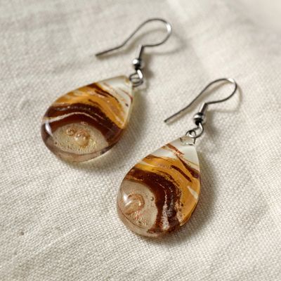 Aylen Fused Glass Teardrop Earrings, Chile