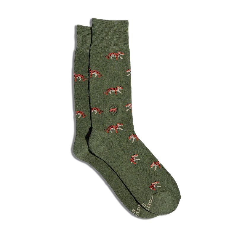 Socks that Protect Tigers, Green, Medium