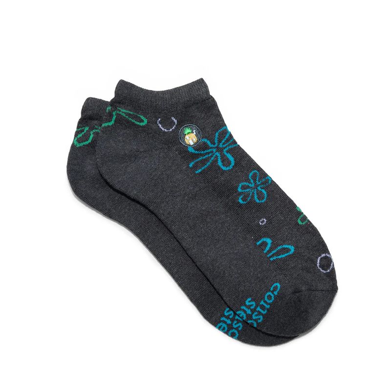 Ankle Spongebob Socks That Protect Oceans, Grey, Medium