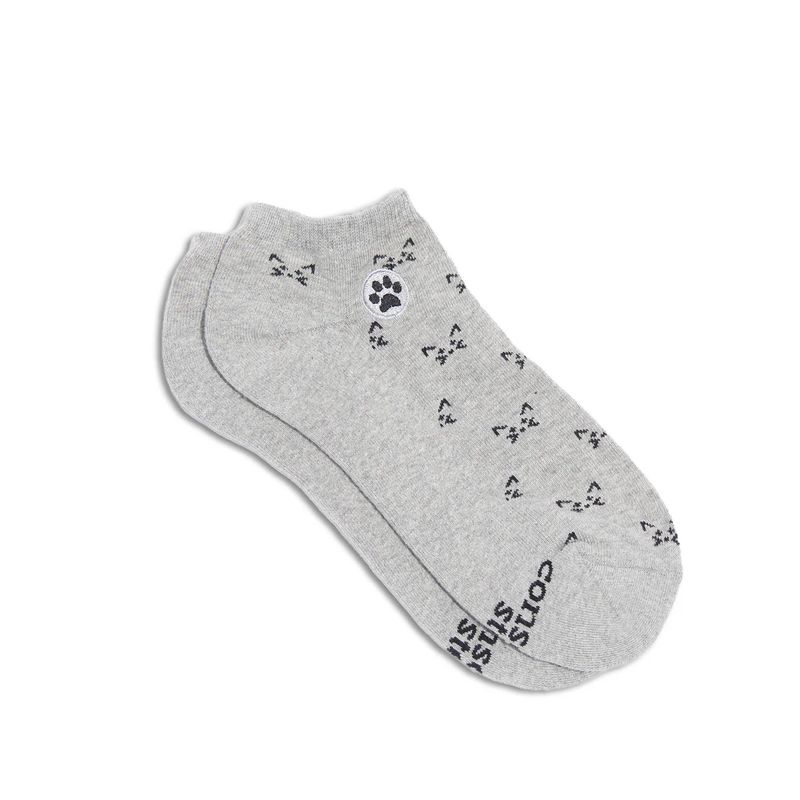 Ankle Socks That Save Cats, Grey, Small