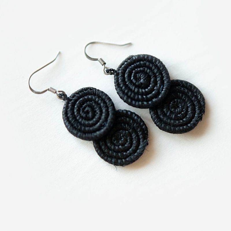 Black- Kimwe Earrings, Rwanda