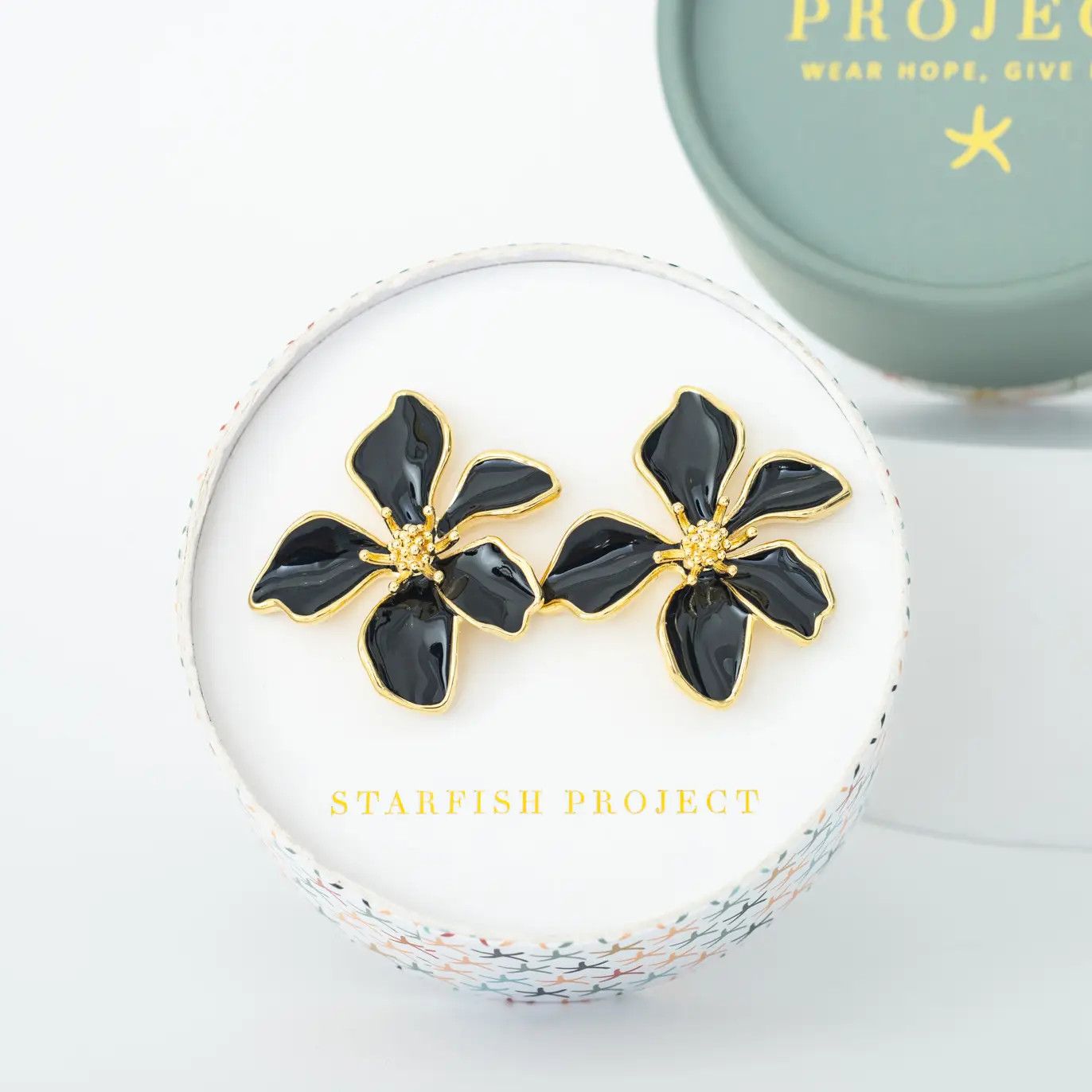 Bloom Earrings in Midnight Black, China