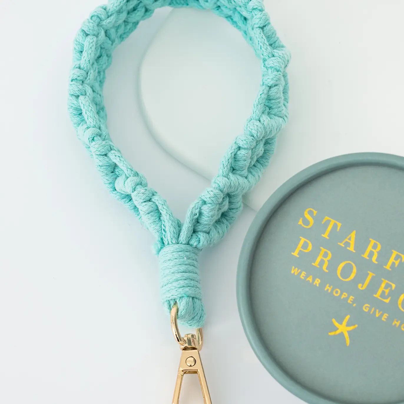 Fresh Mint Macramé Wrist Strap, China