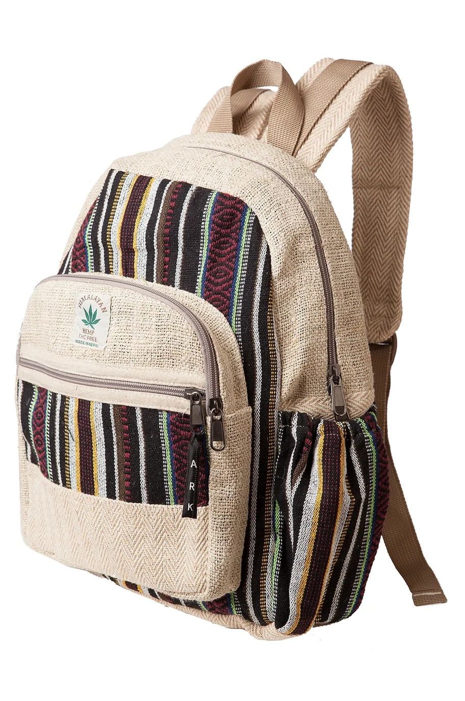 Hemp Cotton Knapsack Natural/Black, Nepal