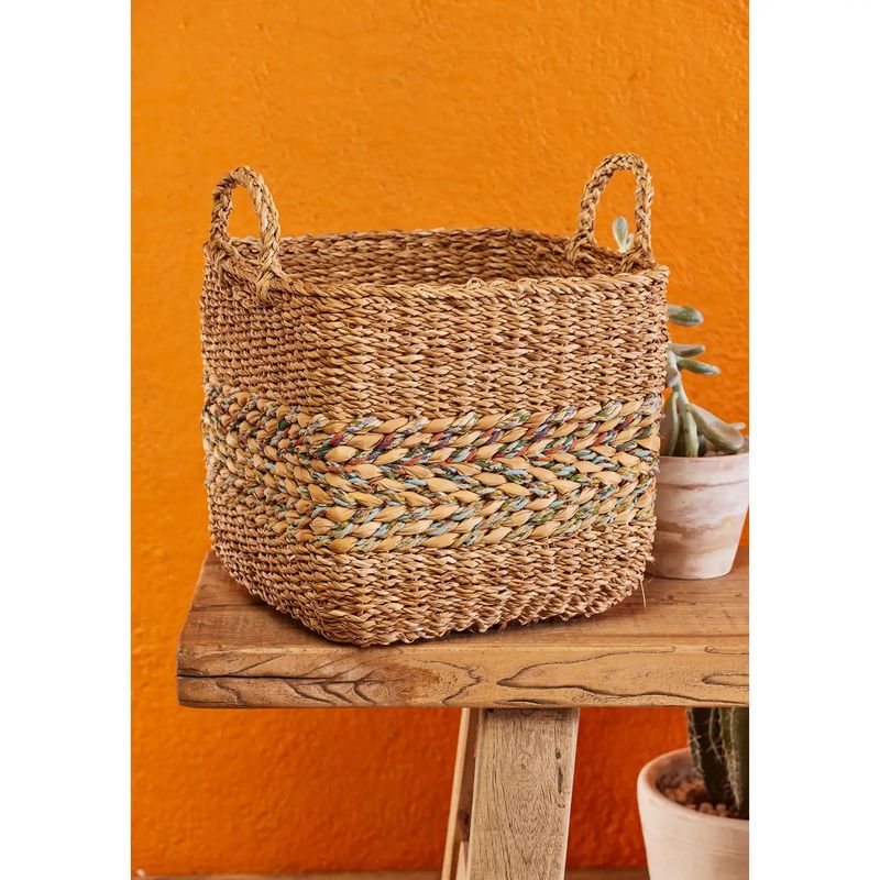 Khoi Sari &amp; Hogla Storage Basket, Medium, Bangladesh