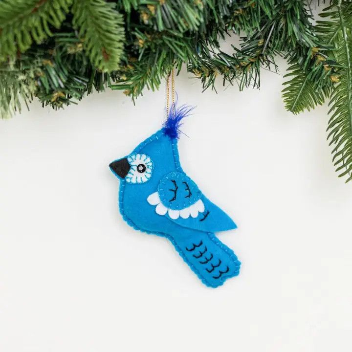 Felt Bluejay Ornament, Guatemala