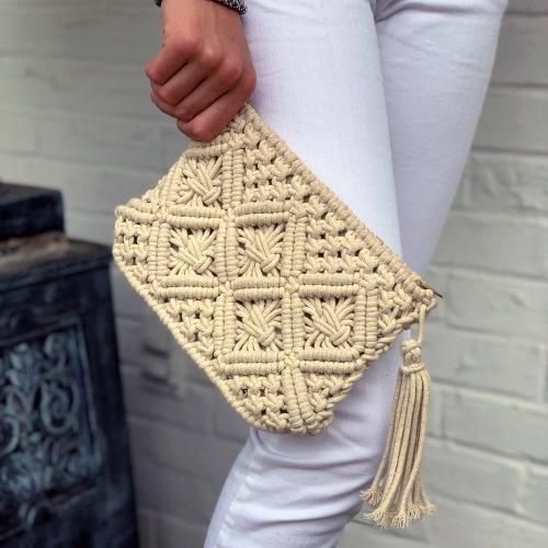 Cream Macrame Clutch, India