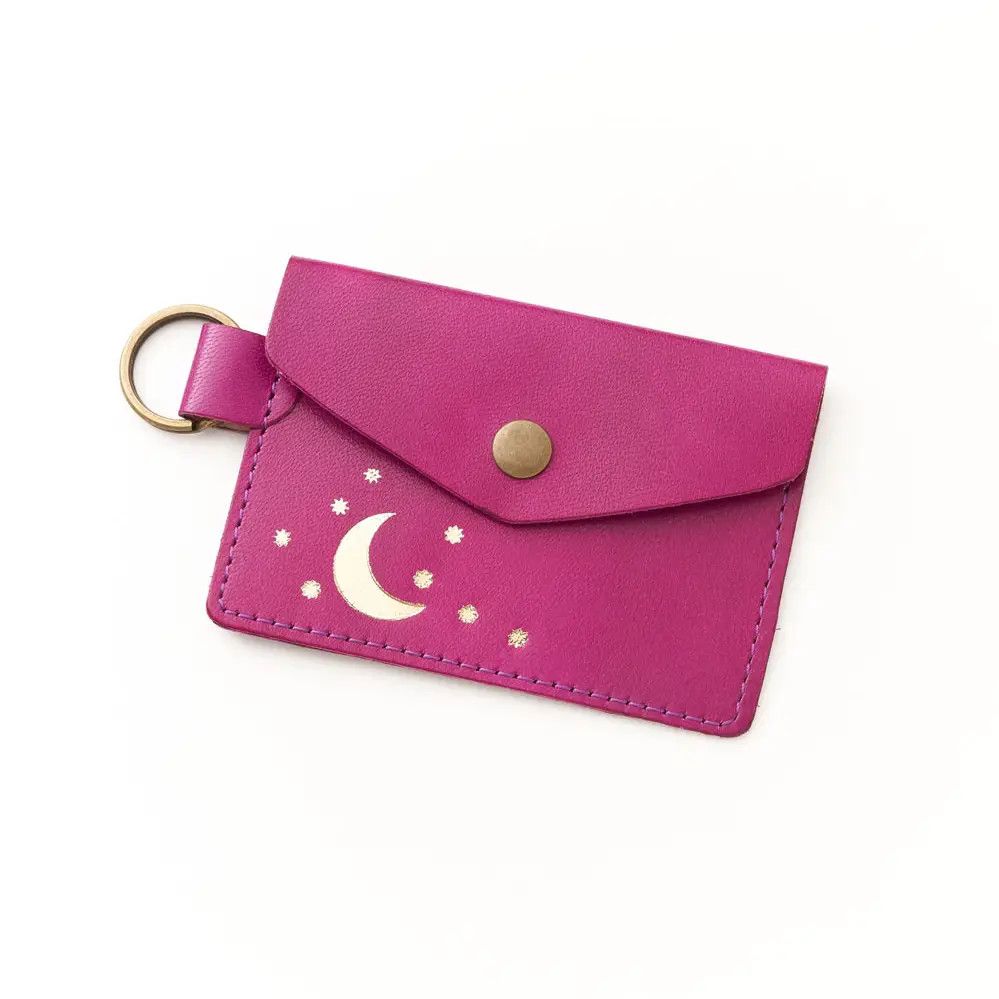 Leather Card Holder Wallet - Berry, India