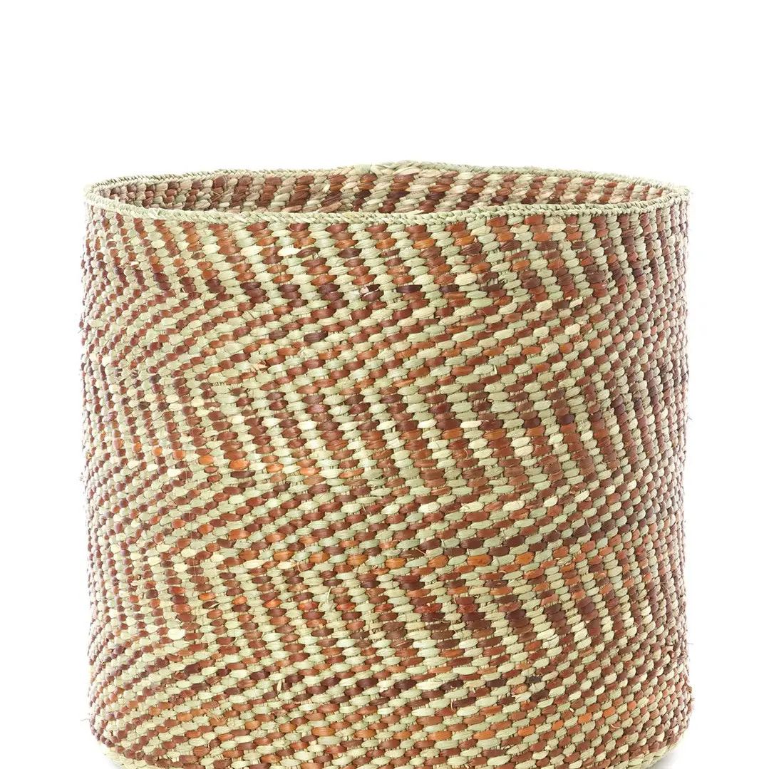 Brown &amp; Natural Reed Basket, Tanzania