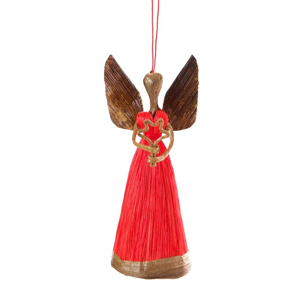 Sisal Angel of Light Holiday Ornament, Pomegranate, Kenya