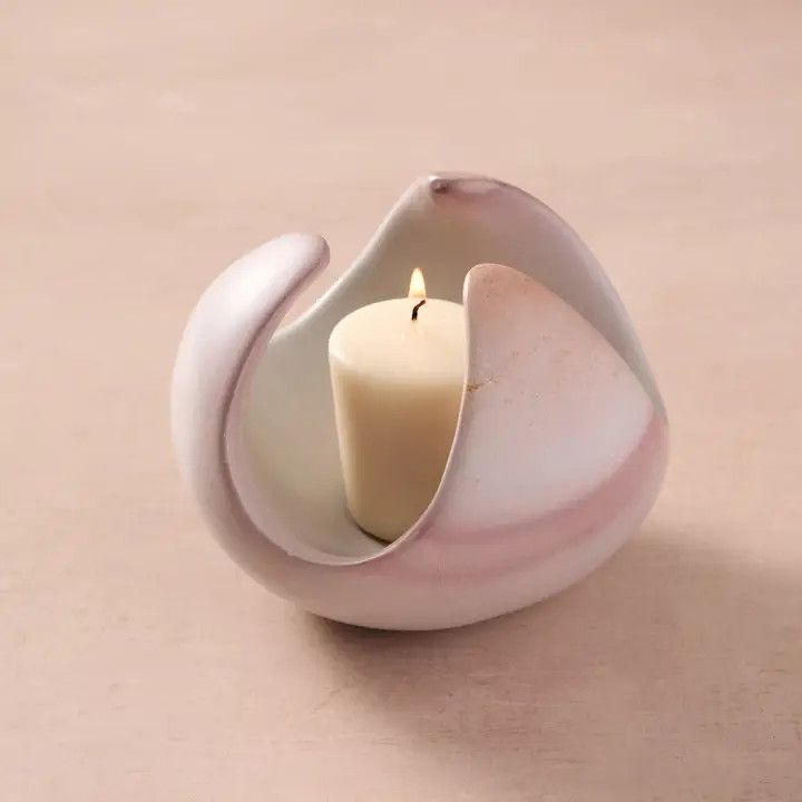 Maua Lotus Soapstone Tealight Holder, Kenya