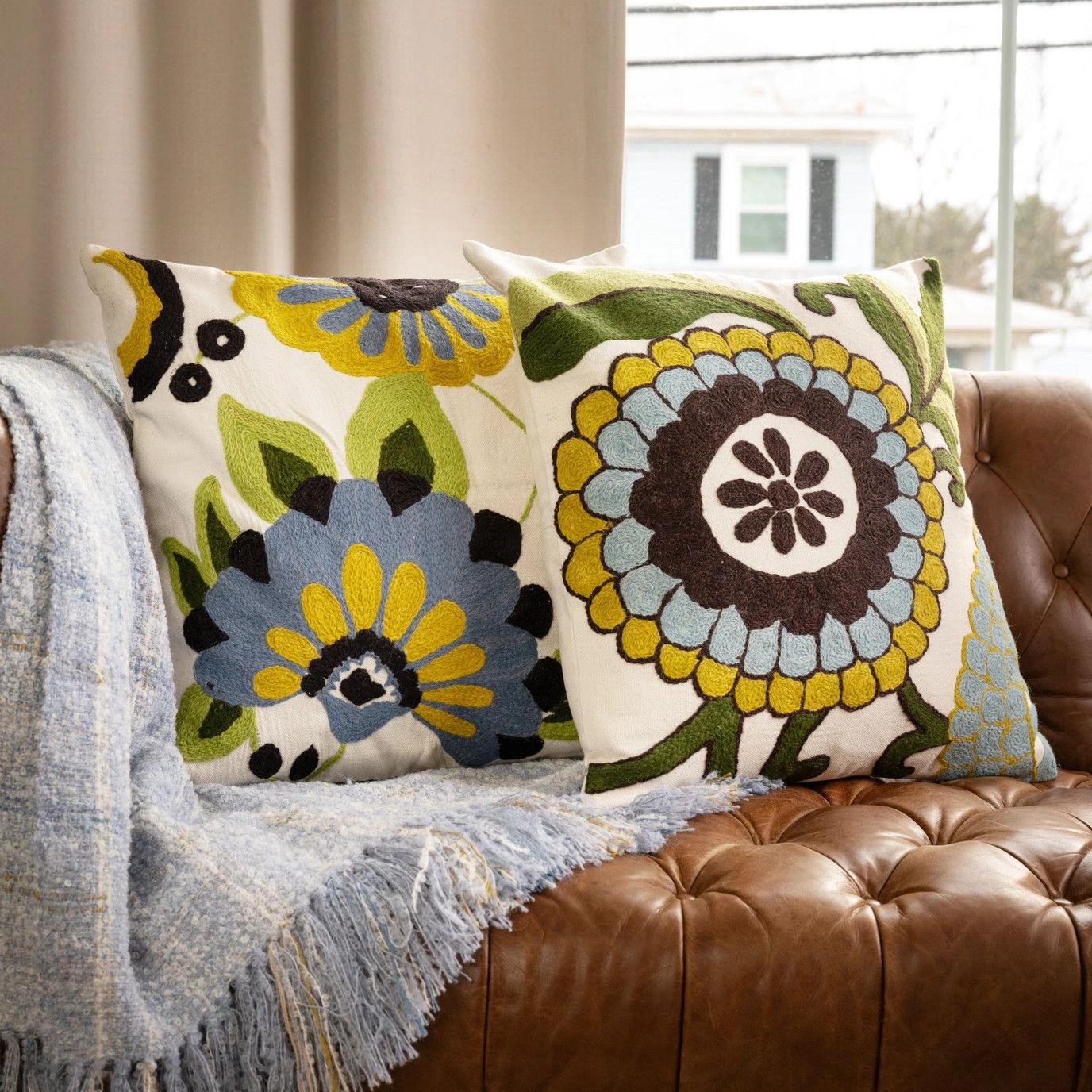 Bela Embroidered Pillow 46x46cm, India