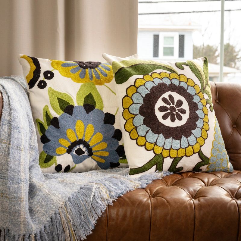Bela Embroidered Pillow 46x46cm, India