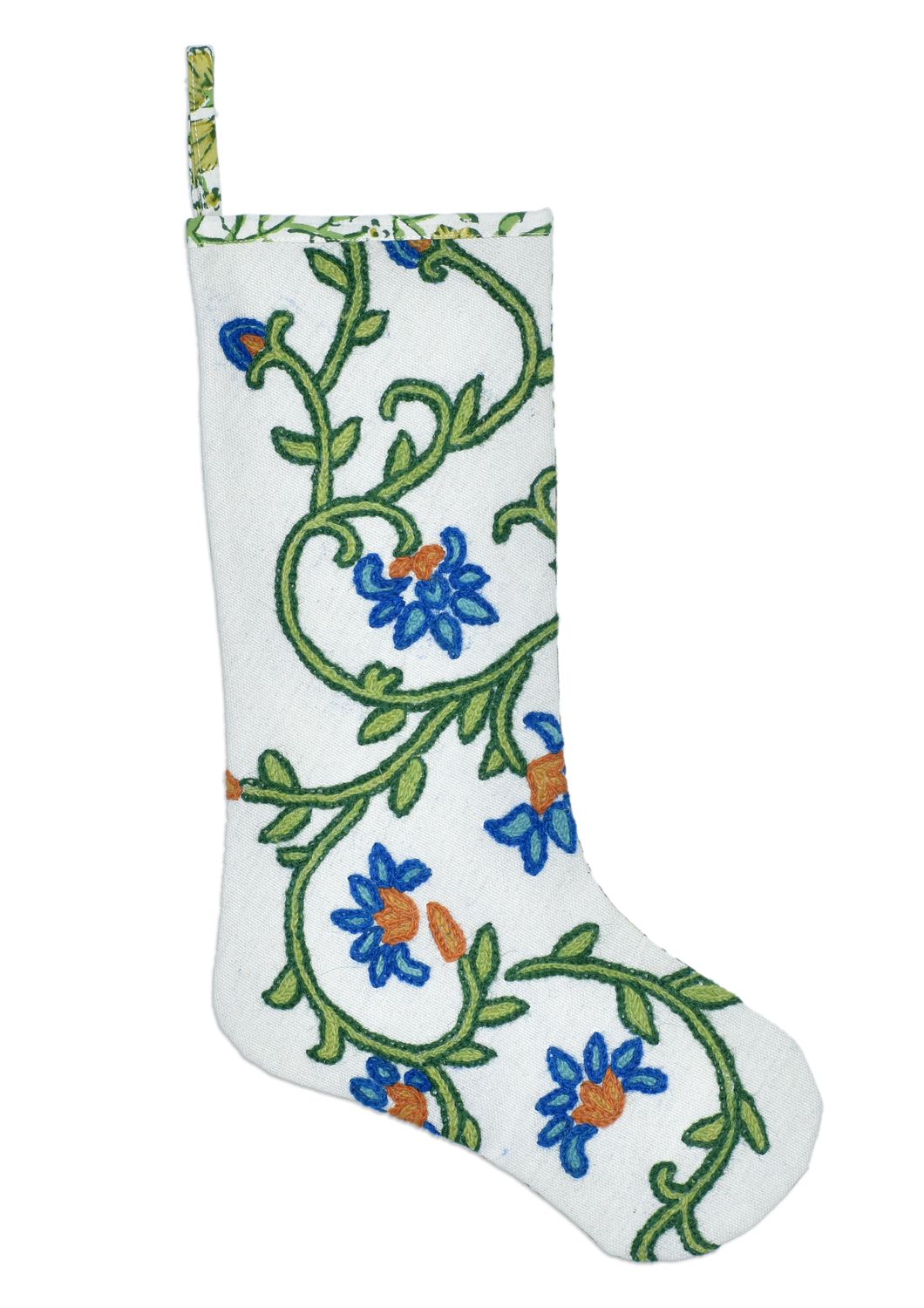 Blue Embroidered Wool Stocking, India