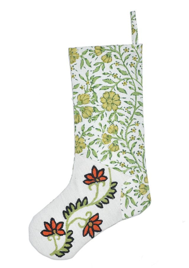 Green Embroidered Wool Stocking, India