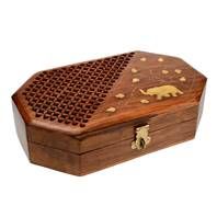 Box octagonal, Wood, Elephant, India