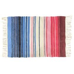 Rag Rug Blue Cream red 80x120cm, India