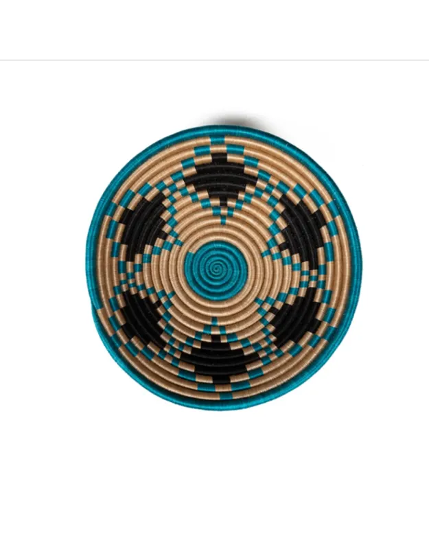 Boutique Turquoise Star Basket 12", Rwanda