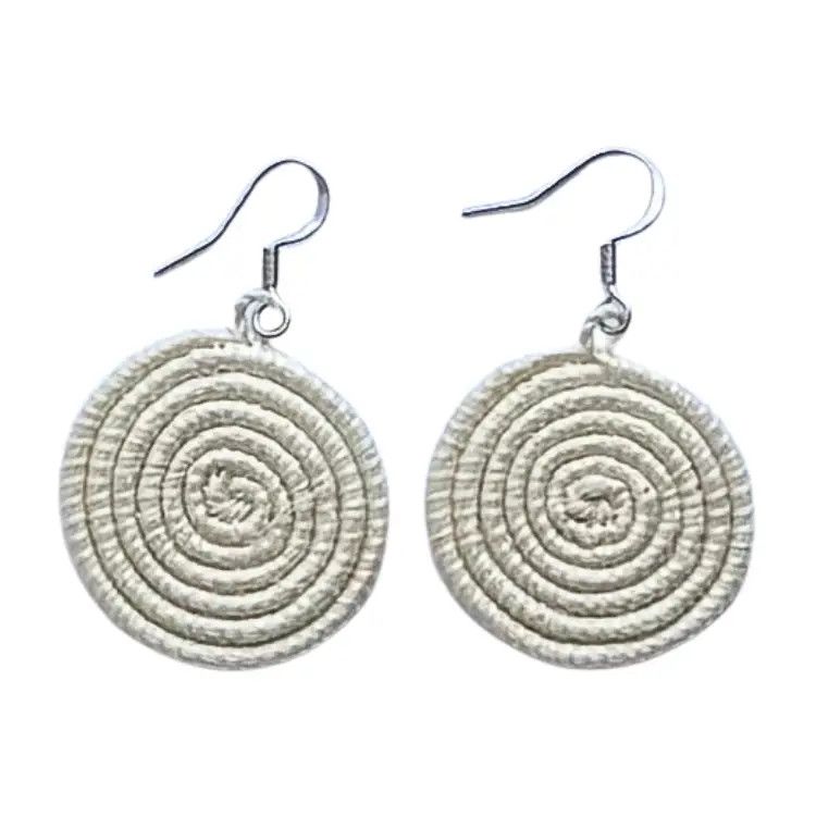 White - Small Disc Earring, Rwanda
