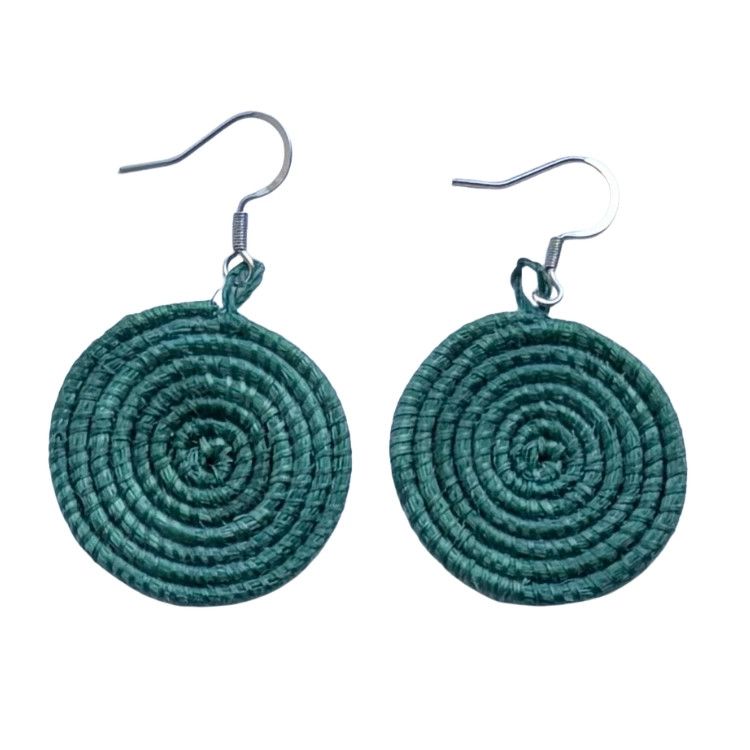 Green- Small Disc Earrings, Rwanda
