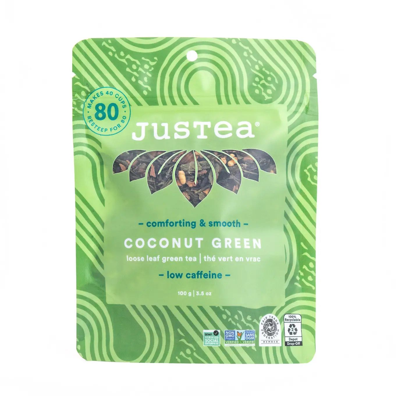 JusTea Coconut Green  Stand-Up Pouch