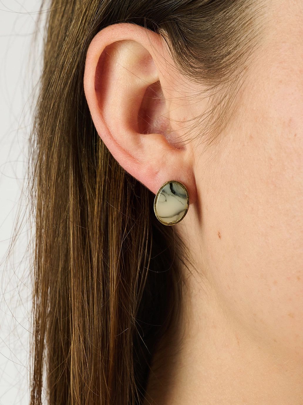 Makrana Earrings Marble,  India