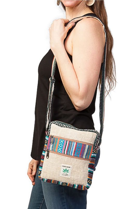 Ganja Zip Cross Body Bag-Natural , Nepal