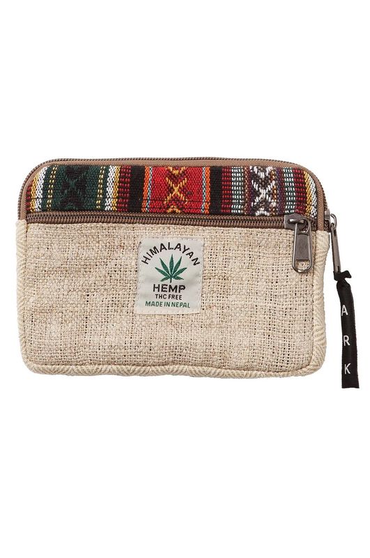 Hemp  Zip Pouch-Burgundy , Nepal