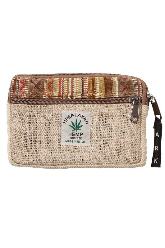 Hemp Zip Pouch-Natural , Nepal