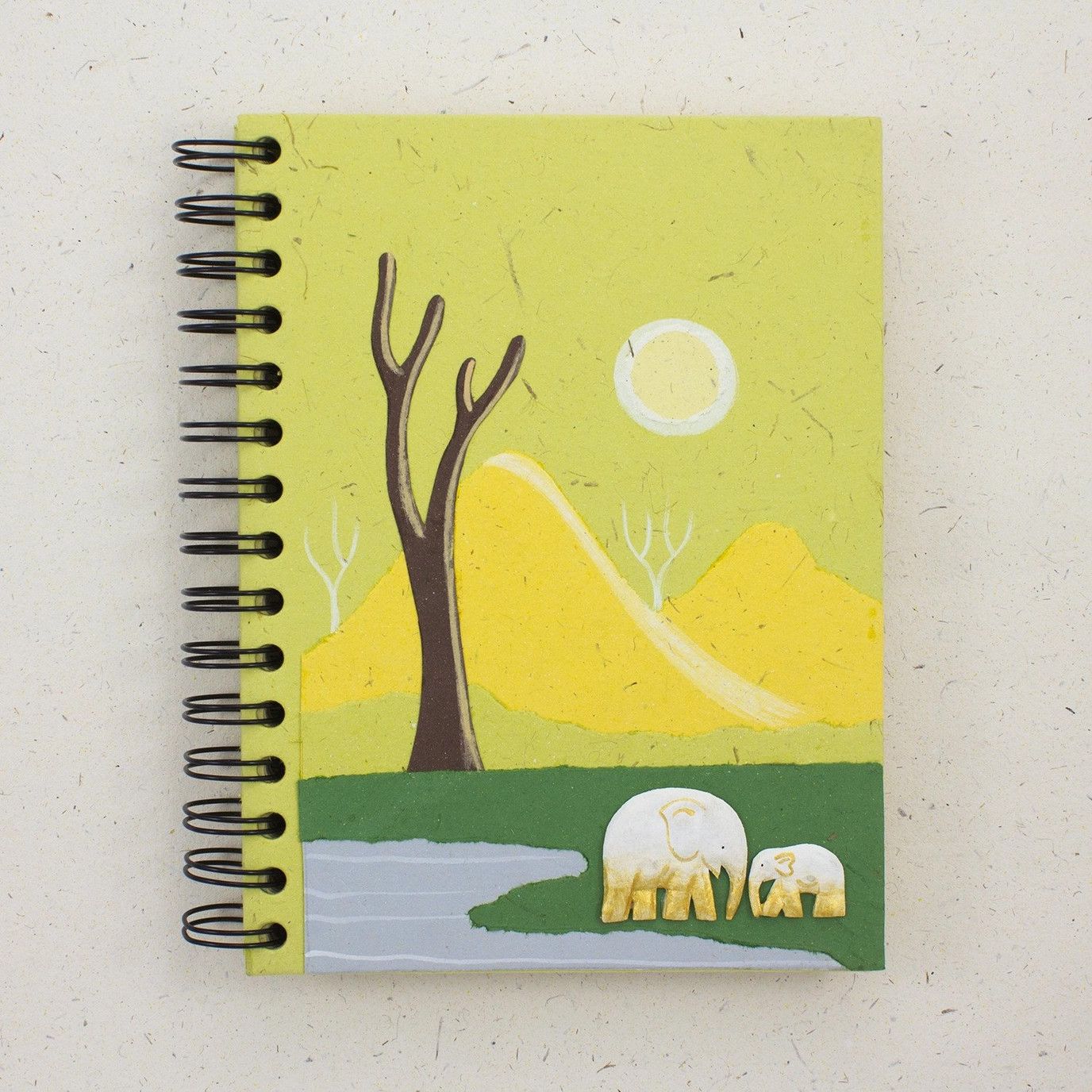 Large Notebook- Elephants Light Green, Sri Lanka