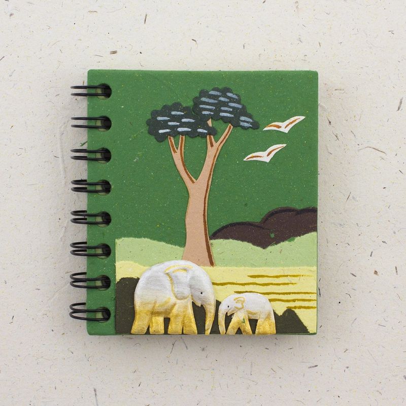 Small Notebook-Elephants Dark Green, Sri Lanka